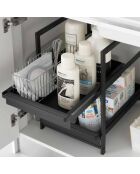 Tower Black 2-laagse verschuifbare onderspoelbak - 30,4x42,4-68,5x45,3 cm