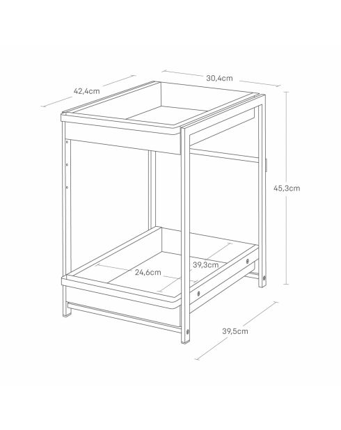 Tower Black 2-laagse verschuifbare onderspoelbak - 30,4x42,4-68,5x45,3 cm