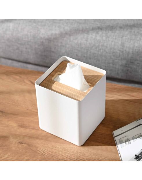 White Rin vierkante tissuehoes - 13x13x15,5 cm