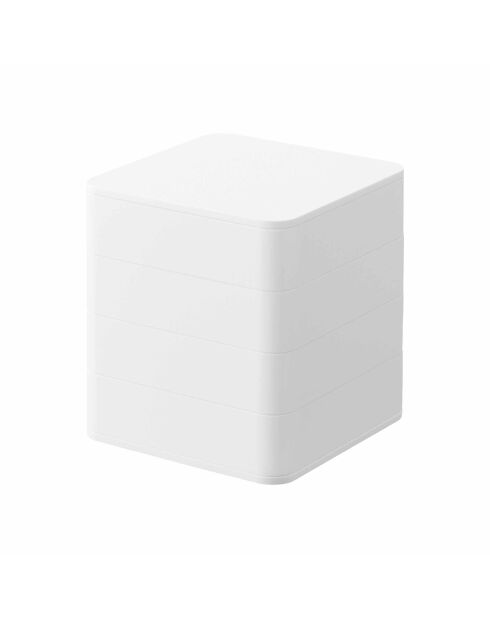 Boîte à accessoires carrée à 4 niveaux Tower blanc - 9x9x10 cm