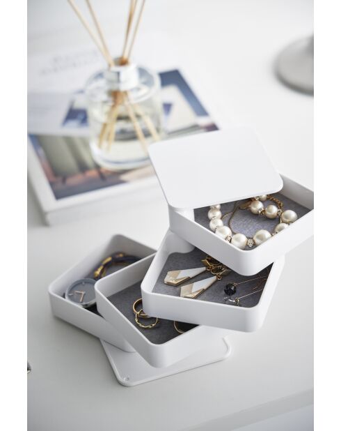 Boîte à accessoires carrée à 4 niveaux Tower blanc - 9x9x10 cm