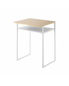 Tisch mit Holzplatte und weißem Turm-Schieberegal - 53x45,2x66,8 cm