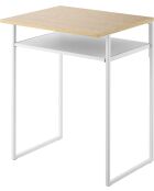Tisch mit Holzplatte und weißem Turm-Schieberegal - 53x45,2x66,8 cm