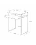 Tisch mit Holzplatte und weißem Turm-Schieberegal - 53x45,2x66,8 cm
