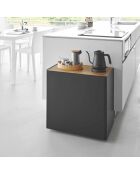Carrito de almacenamiento semicerrado negro Tower con bandeja de madera - 60,3x35,3x59 cm