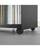 Carrito de almacenamiento semicerrado negro Tower con bandeja de madera - 60,3x35,3x59 cm