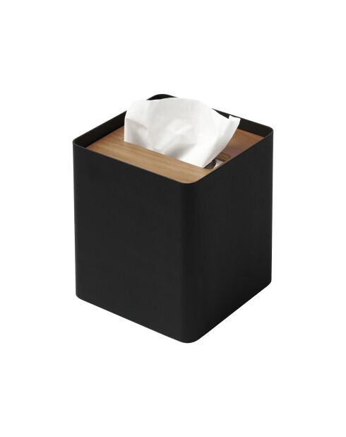 Black Rin vierkante tissuehoes - 13x13x15,5 cm