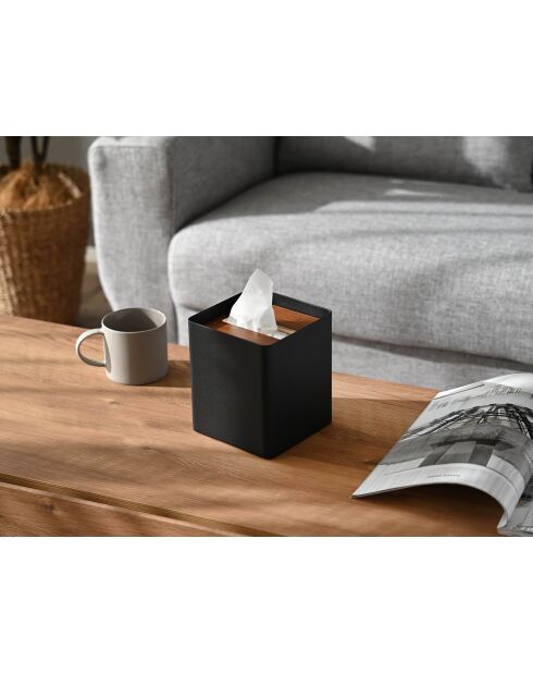 Black Rin vierkante tissuehoes - 13x13x15,5 cm
