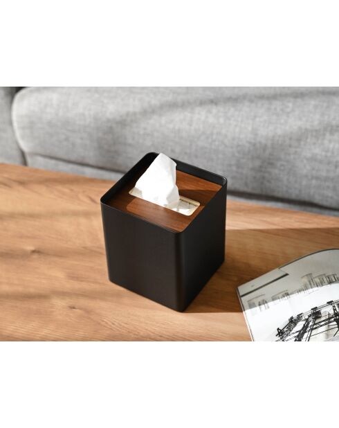 Black Rin vierkante tissuehoes - 13x13x15,5 cm