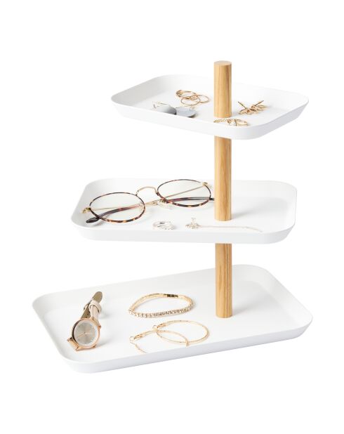 Rin wit accessoiredisplay met 3 niveaus en draaibare laden - 25x16x25,5 cm