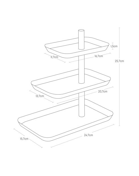 Rin wit accessoiredisplay met 3 niveaus en draaibare laden - 25x16x25,5 cm