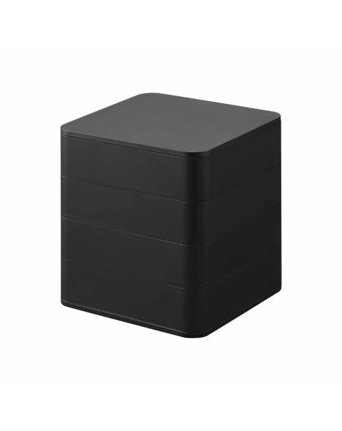 Boîte à accessoires carrée Tower à 4 niveaux noir - 9x9x10 cm