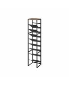 Toren zwarte flessenhouder met 8 niveaus en houten bakje - 20x19,3x88,5 cm