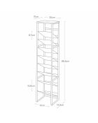 Toren zwarte flessenhouder met 8 niveaus en houten bakje - 20x19,3x88,5 cm
