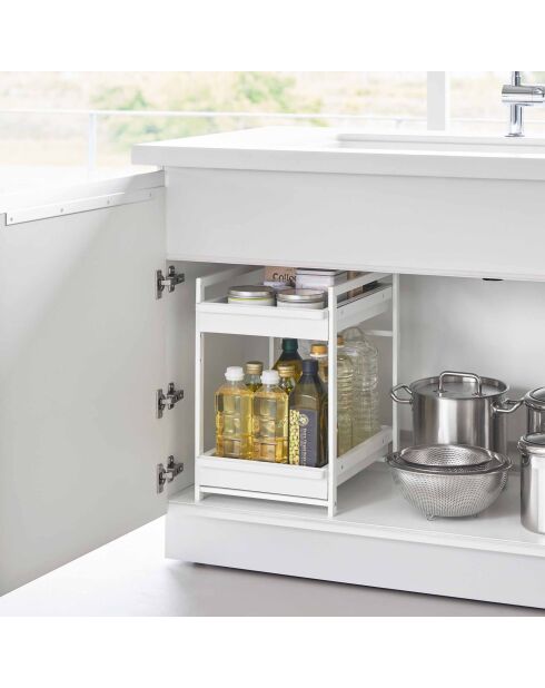 Tower White 2-laagse verschuifbare onderspoelbak - 30,4x42,4-68,5x45,3 cm