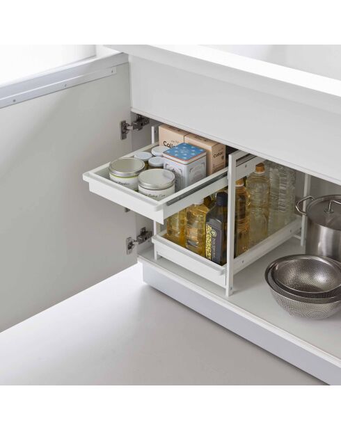 Tower White 2-laagse verschuifbare onderspoelbak - 30,4x42,4-68,5x45,3 cm