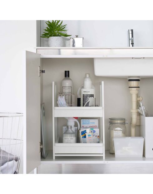 Tower White 2-laagse verschuifbare onderspoelbak - 30,4x42,4-68,5x45,3 cm