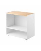 Carrito de almacenamiento semicerrado blanco Tower con bandeja de madera - 60,3x35,3x59 cm