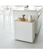 Carrito de almacenamiento semicerrado blanco Tower con bandeja de madera - 60,3x35,3x59 cm
