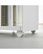 Carrito de almacenamiento semicerrado blanco Tower con bandeja de madera - 60,3x35,3x59 cm