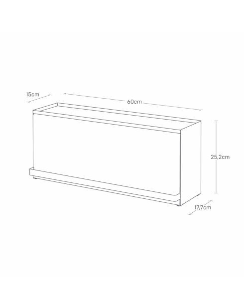 Caja de almacenamiento semicerrada blanca Tower, 60 x 17,7 x 25,2 cm