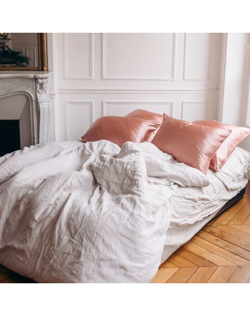 Federa rettangolare in seta color oro rosa - 50x70 cm