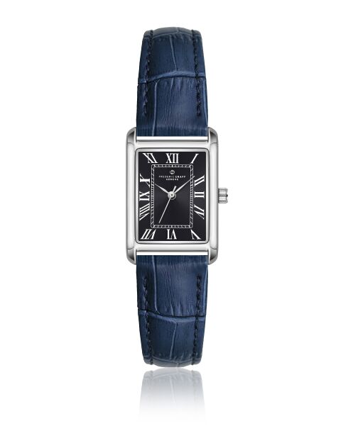 Orologio da donna analogico al quarzo Ronda in pelle di coccodrillo blu scuro