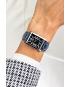 Orologio da donna analogico al quarzo Ronda in pelle di coccodrillo blu scuro