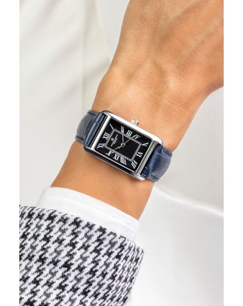 Orologio da donna analogico al quarzo Ronda in pelle di coccodrillo blu scuro