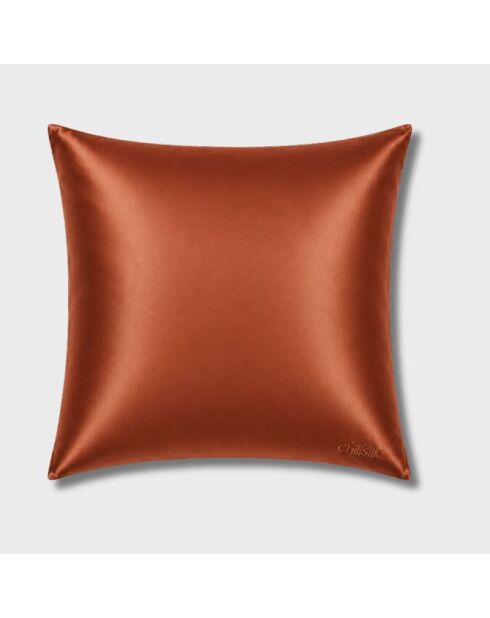 Taie d'oreiller en soie carrée terracotta  - 65x65 cm