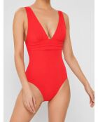 Bañador de una pieza con triángulo coral Maider