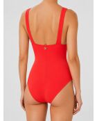 Bañador de una pieza con triángulo coral Maider
