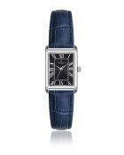 Montre homme analogique Quartz Ronda en cuir croco bleu foncé