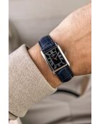 Montre homme analogique Quartz Ronda en cuir croco bleu foncé