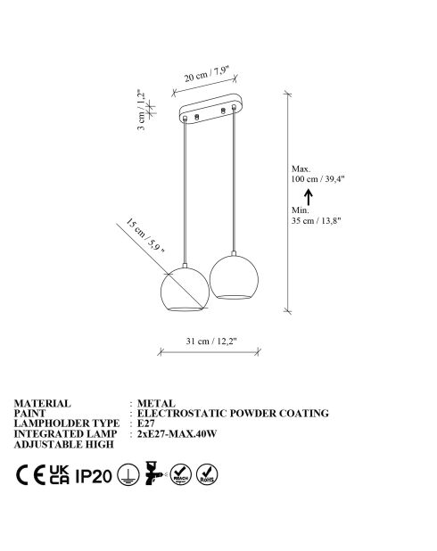 Lustre Orbıt 15 15 16300 A antiquité - H.100cm