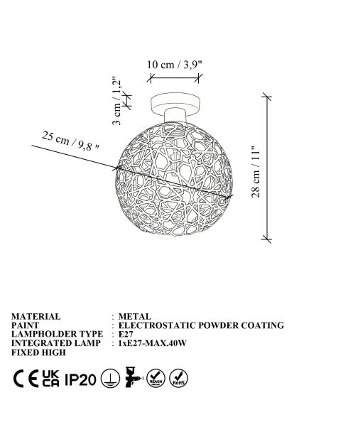 Lustre Selcuklu Mr 785 M P noire - H.28cm