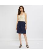 Agami-rok met ton-sur-ton marineblauw borduursel