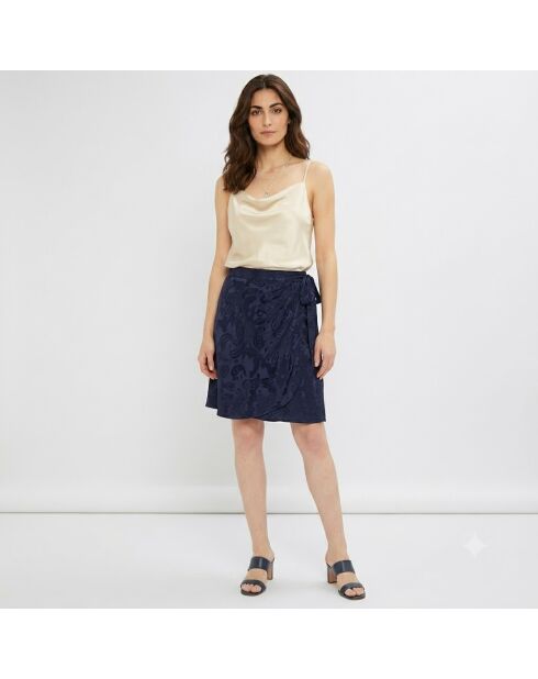 Agami-rok met ton-sur-ton marineblauw borduursel