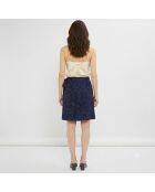 Agami-rok met ton-sur-ton marineblauw borduursel
