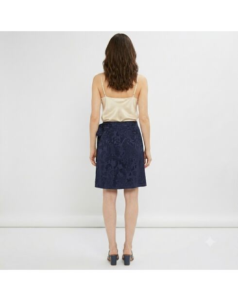 Agami-rok met ton-sur-ton marineblauw borduursel