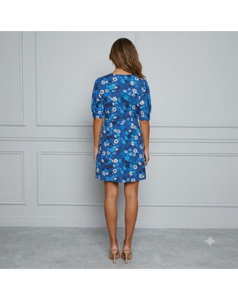 Vivienne blauwe jurk met print