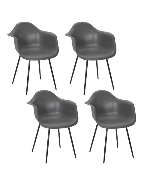 Set aus 4 grauen und schwarzen Gustav-Sesseln - 62x85x59 cm