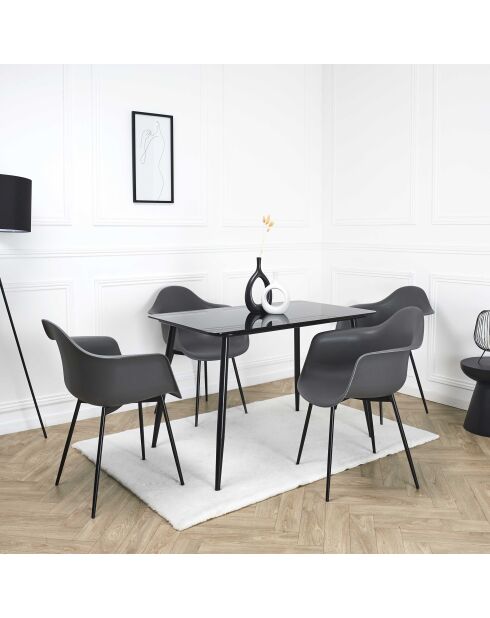 Set aus 4 grauen und schwarzen Gustav-Sesseln - 62x85x59 cm