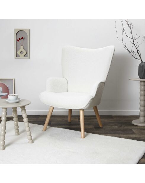 Rhea weißer Boucle Loungesessel - 68x96x75 cm