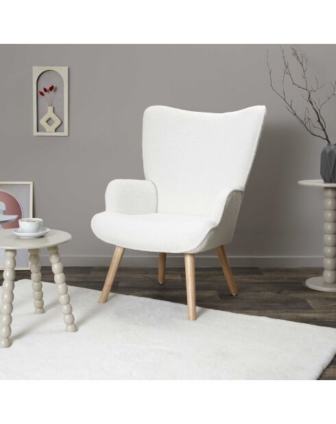 Rhea weißer Boucle Loungesessel - 68x96x75 cm
