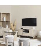 Meuble TV Pietra blanches et beige - 110x48x39 cm