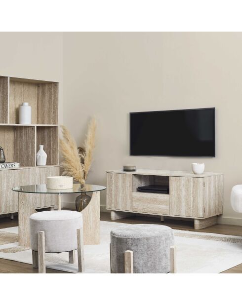 Meuble TV Pietra blanches et beige - 110x48x39 cm