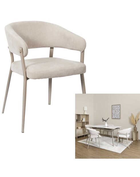 Set von 2 beigen Emilia Sesseln - 55x78x55 cm