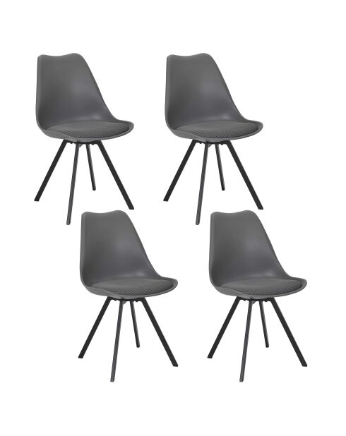 Set von 4 Stühlen mit grauem Atom-Kissen - 52x82x47 cm