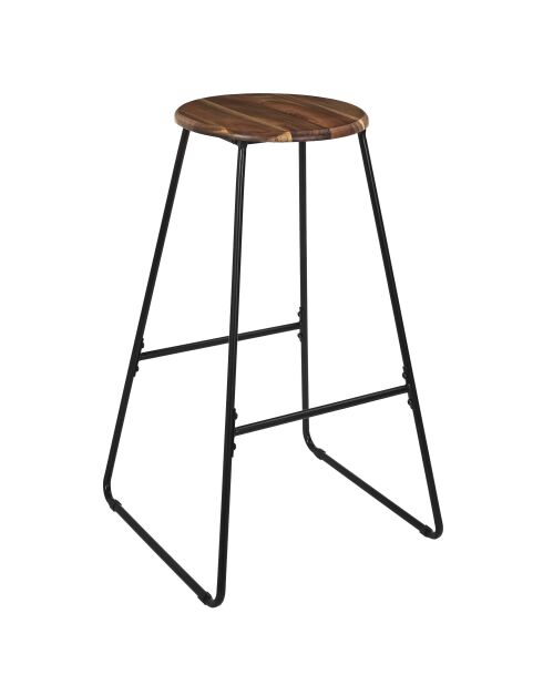 Tabouret de bar Acacia marron et noir - 42x70x42 cm